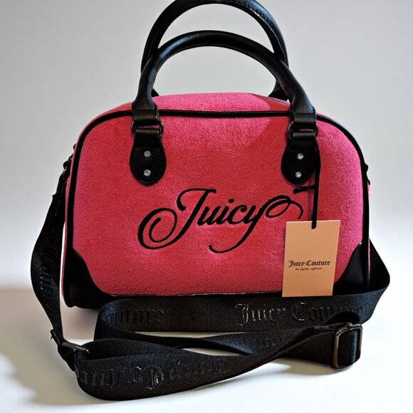 Juicy Couture Raising Star Bowler Bag Hot Pink/Black NWT